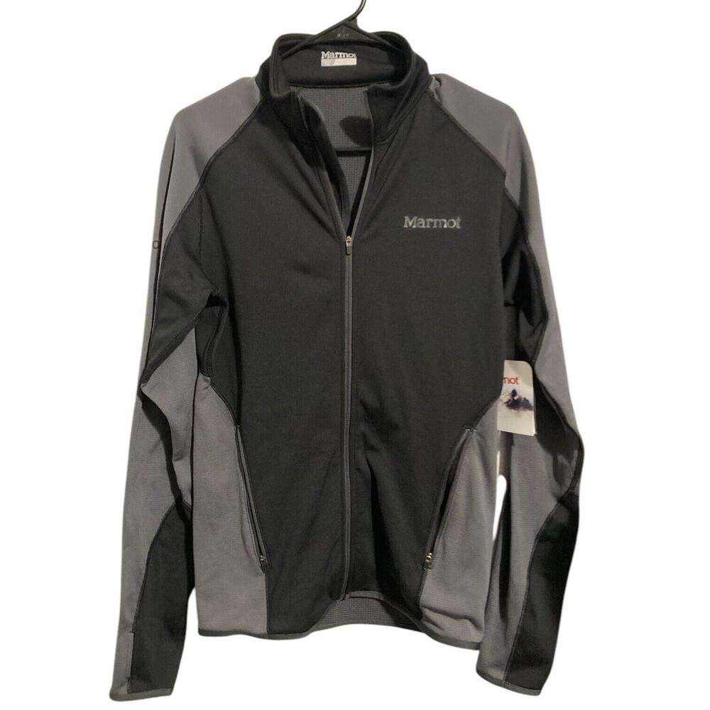 Marmot Mens Size S Calaveras Mock Neck Black Slate Grey Jacket Full Zip New